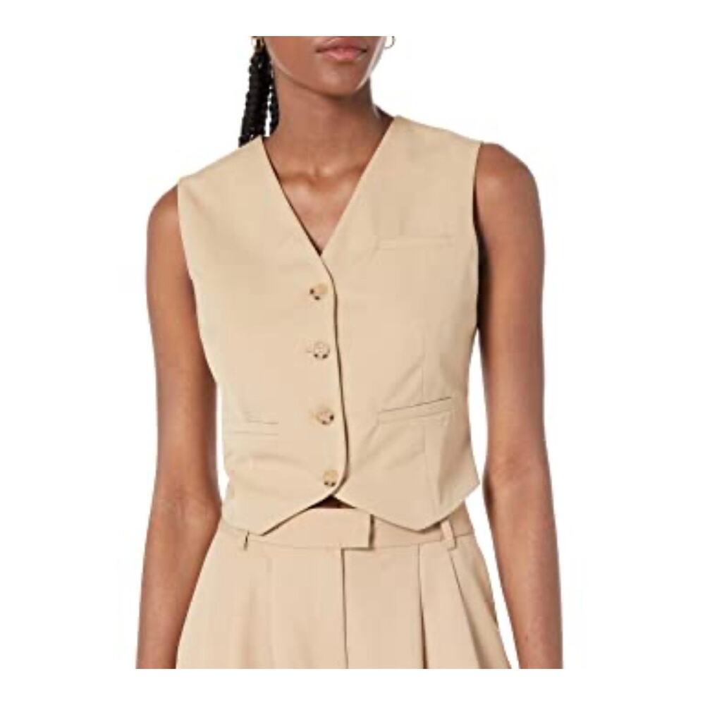 NWOT The Drop Neutral Fitted Cropped Vest Top M‎ Casual Office Minimalist Preppy